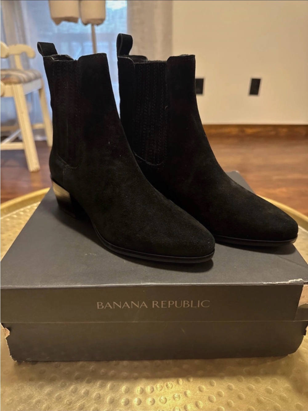 Banana Republic Black Suede Booties Size 6.5